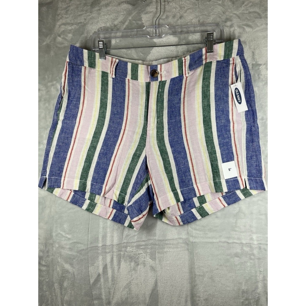 Old Navy Linen Blend Women's Striped Everyday 5" Shorts 14 NWT Summer Comfort